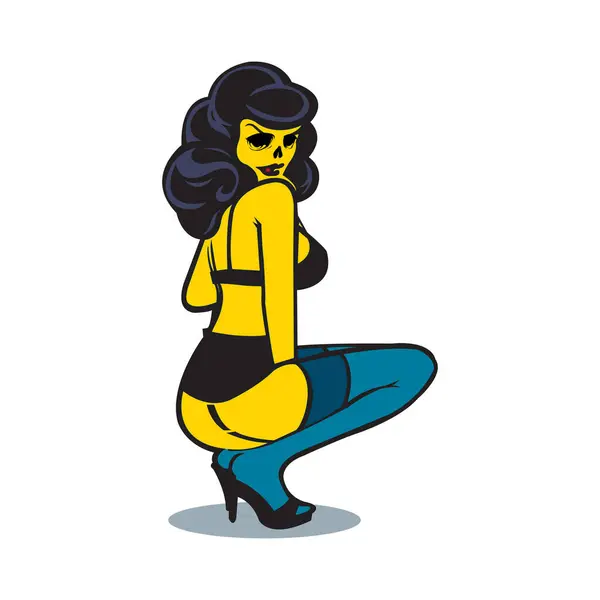 Zombi Pin Up Kız Vektör Tasarımı
