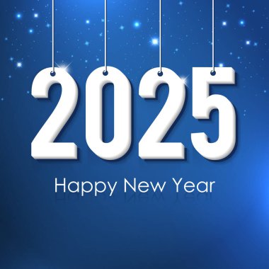 Happy New Year 2025 Blue Background clipart