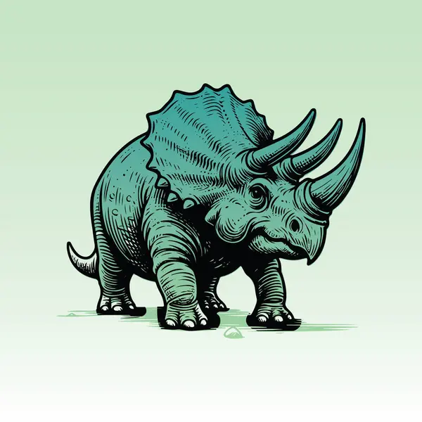 Beyaz arkaplanda Serbest Vektör Dinozor Triceratops