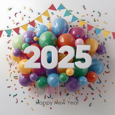 Renkli 2025 Yeni Yıl Kartı Sanatı