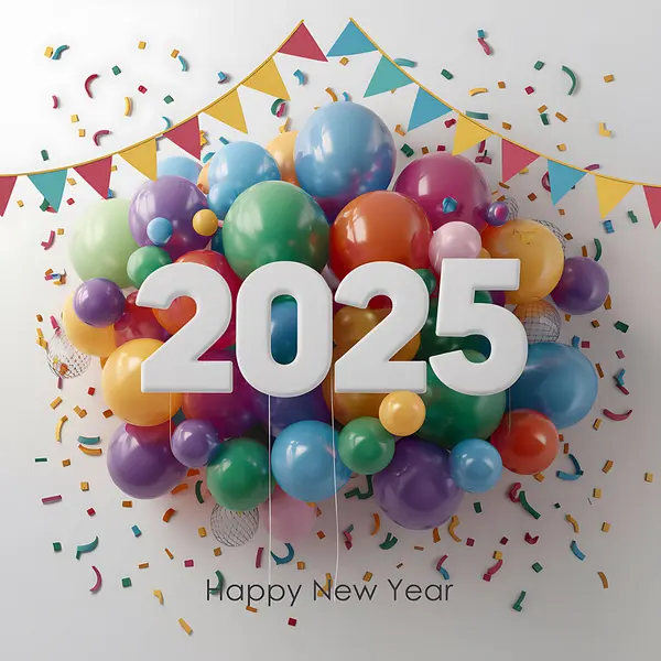 Renkli 2025 Yeni Yıl Kartı Sanatı