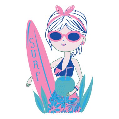 Çocuklar için çiçek taçlı şirin hippi kız tişört tasarımı