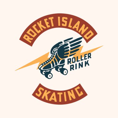 Vector illustration of roller skating label t shirt design clipart