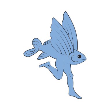 Flying Fish cartoon vector illustration clipart