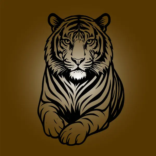 Cesur Stil Vektör İllüstrasyonunda Vahşi Kaplan Sanatı