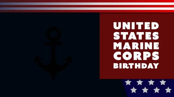 Fondo Cumpleaños Del Cuerpo Marines Estados Unidos Con Área Espacio — Vector de stock