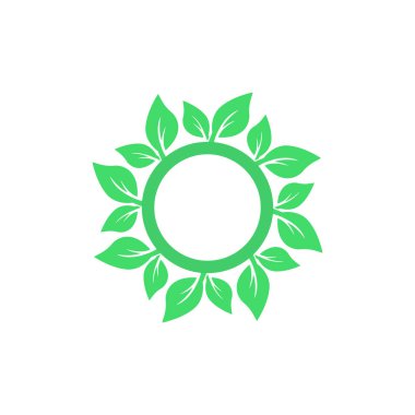 Yeşil yapraklı ekoloji doğa logo vektör ikonu tasarımı. Basit biçim illüstrasyonu