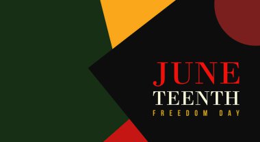 Haziran Özgürlük Günü soyut vektör çizimi. Geometrik arkaplan şekli. Reklamlar için vektör pankartı, sosyal medya, kart, poster. 19 Haziran