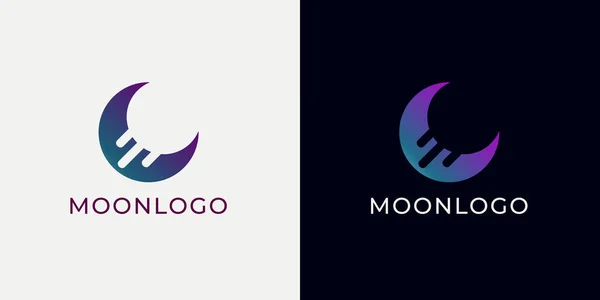 Crescent Maan Logo Ontwerp Abstracte Stijl Illustratie Voor Achtergrond Omslag — Stockvector