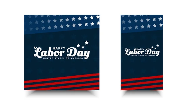 Boldog Munka Napját Közösségi Médiában Sablon Design Amerikai Zászló Dekoráció — Stock Vector
