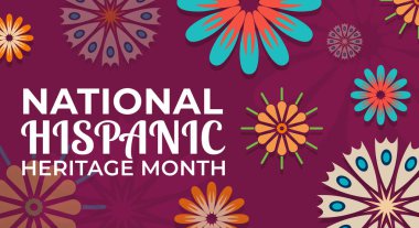 Hispanic heritage month. Abstract floral ornament background design, retro style with text