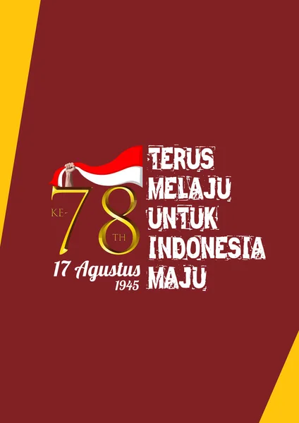 Anos Dia Independência Indonésia Tradução Tagline Continua Progredir Para Indonésia —  Vetores de Stock