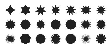 Yıldız patlaması etiketi hazır. Terfi, afiş, poster, etiket için düz stil siluet tasarımı