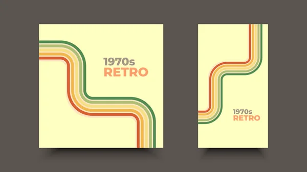 Retro Faliste Linie Sztuki Lat Siedemdziesiątych Świetny Kolorowy Abstrakcyjny Design — Wektor stockowy