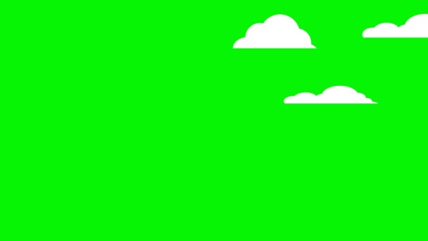 緑のスクリーン表示が付いている滑らかな動きの平らな雲のアニメーション — ストック動画