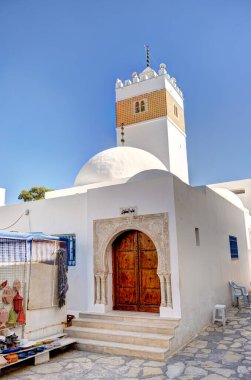 Hammamet, Tunus - Ekim 2022: Tarihi şehir merkezinde güzel manzara