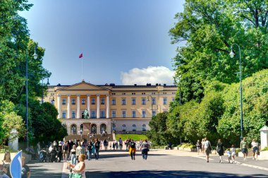Oslo, Norveç - Temmuz 2022: Yaz mevsiminde şehir ve binaların manzarası çok güzel, HDR Image