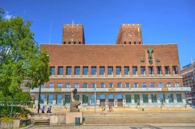 Oslo, Norveç - Temmuz 2022: Yaz mevsiminde şehir ve binaların manzarası çok güzel, HDR Image