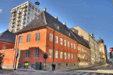 Oslo, Norveç - Temmuz 2022: Yaz mevsiminde şehir ve binaların manzarası çok güzel, HDR Image