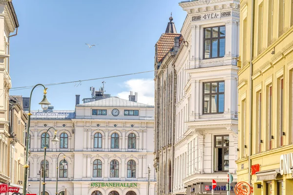 Oslo Norja Heinäkuu 2022 Kaunis Näkymä Kaupunkiin Rakennuksiin Kesäaikaan Hdr — kuvapankkivalokuva