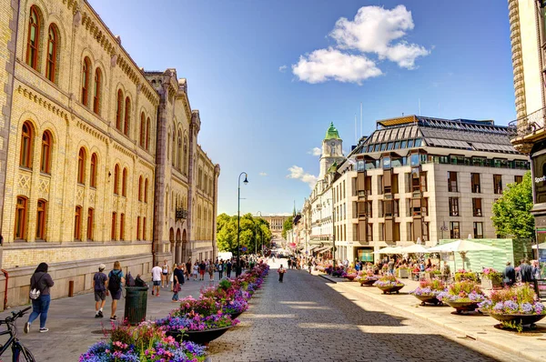 Oslo Noruega Julho 2022 Bela Vista Sobre Cidade Edifícios Hora — Fotografia de Stock
