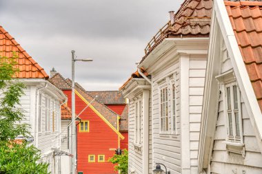 Bergen, Norrway - Ağustos 2022: Yaz mevsimi, HDR İmaj Tarihi Sanayi