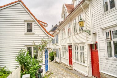 Bergen, Norrway - Ağustos 2022: Yaz mevsimi, HDR İmaj Tarihi Sanayi