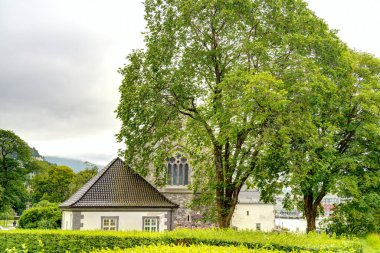 Bergen, Norrway - Ağustos 2022: Yaz mevsimi, HDR İmaj Tarihi Sanayi