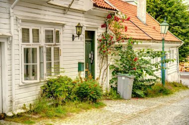 Bergen, Norrway - Ağustos 2022: Yaz mevsimi, HDR İmaj Tarihi Sanayi