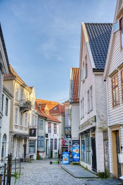 Bergen, Norrway - Ağustos 2022: Yaz mevsimi, HDR İmaj Tarihi Sanayi