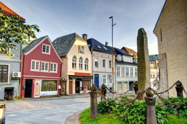 Bergen, Norrway - Ağustos 2022: Yaz mevsimi, HDR İmaj Tarihi Sanayi