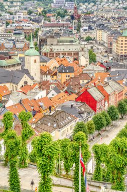 Bergen, Norrway - Ağustos 2022: Yaz mevsimi, HDR İmaj Tarihi Sanayi