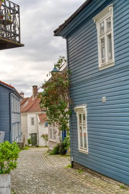 Bergen, Norrway - Ağustos 2022: Yaz mevsimi, HDR İmaj Tarihi Sanayi