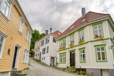 Bergen, Norrway - Ağustos 2022: Yaz mevsimi, HDR İmaj Tarihi Sanayi