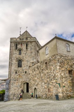 Bergen, Norrway - Ağustos 2022: Yaz mevsimi, HDR İmaj Tarihi Sanayi