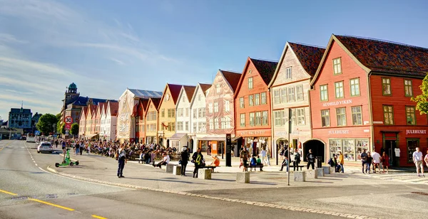 Bergen Norwegia Sierpień 2022 Centrum Historyczne Okresie Letnim Wyobraźnia Hdr — Zdjęcie stockowe