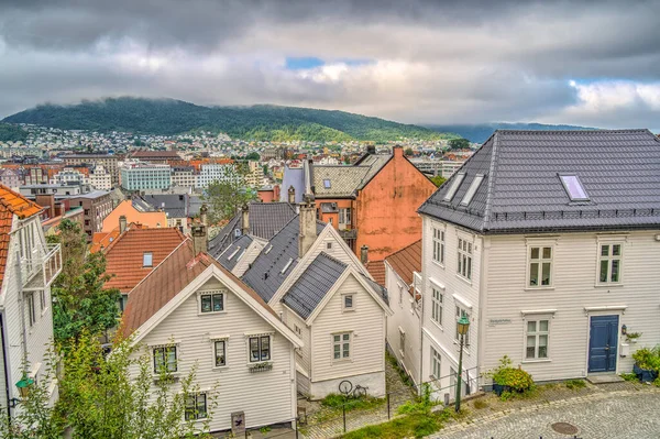 Bergen Norvegia Agosto 2022 Centro Storico Estate Immagine Hdr — Foto Stock