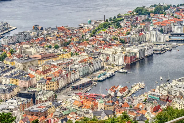 Bergen Norway August 2022 Historical Center Summertime Hdr Image — Stock Photo, Image