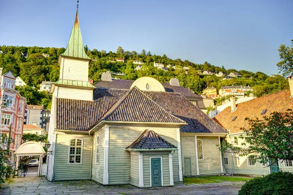 Bergen Norwegen August 2022 Historisches Zentrum Sommertime Hdr Image — Stockfoto