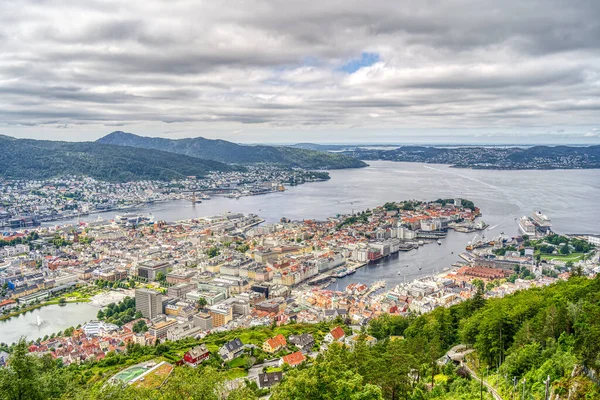 Bergen Noruega Agosto 2022 Centro Histórico Verano Imagen Hdr — Foto de Stock