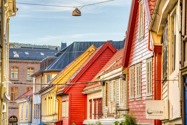 stock image BERGEN, NORWAY - AUGUST 2022 : HISTORICAL CENTER IN SUMMERTIME, HDR IMAGE