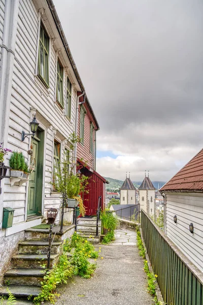 Bergen Norway Αυγουστοσ 2022 Ιστορικο Κεντρο Καλοκαίρι Hdr Image — Φωτογραφία Αρχείου