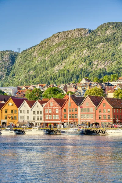 Bergen Noruega Agosto 2022 Centro Histórico Verano Imagen Hdr — Foto de Stock