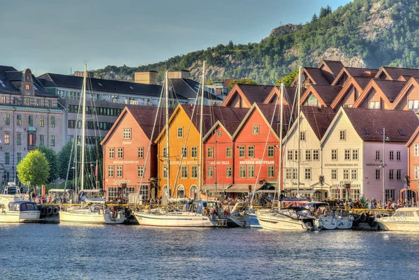 Bergen Noorwegen Augustus 2022 Historische Centrum Summertie Hdr Image — Stockfoto