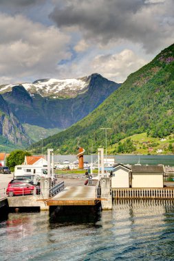 Norveç 'te yaz mevsiminde Hardangerfjord' un harika manzarası.