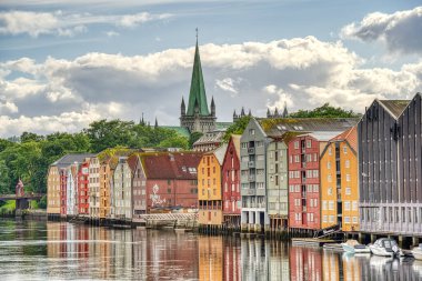 Trondheim, Norway - August 2022 : Historical center in cloudy weather clipart