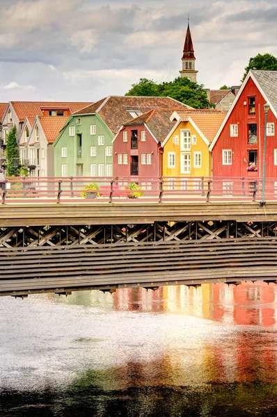 Trondheim Noorwegen Augustus 2022 Historisch Centrum Bij Bewolkt Weer — Stockfoto