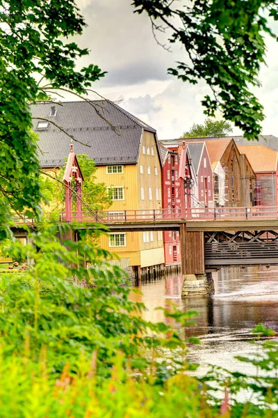 Trondheim Norway August 2022 Historical Center Cloudy Weather — Stock Photo, Image