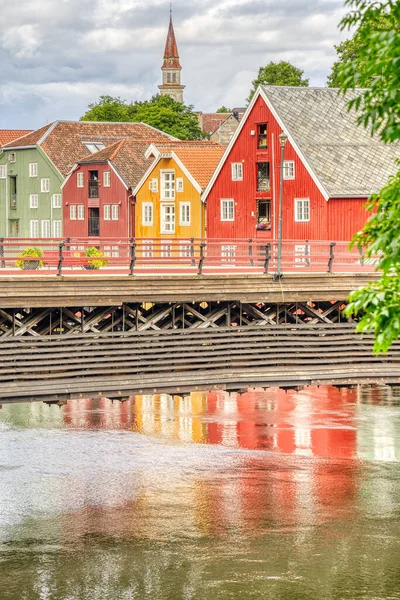 Trondheim Noruega Agosto 2022 Centro Histórico Clima Nublado —  Fotos de Stock