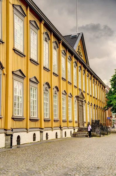 Trondheim Norsko Srpen 2022 Historické Centrum Oblačného Počasí — Stock fotografie